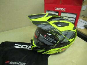 ZOX  Z-DS10 DUAL SPORT HELMET -  MOTORCYCLE SCOOTER SLED - SMALL MAT HI-VIZ YELL