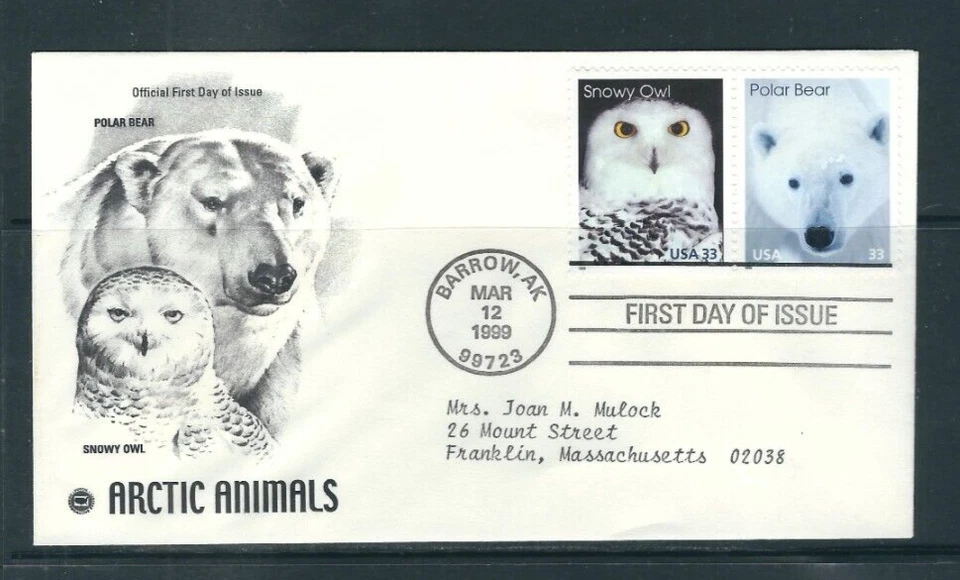 USA SC # 3290-3291 Polar Bear, Snowy Owl FDC . Postal Commemorative Cachet - Image 1 of 1