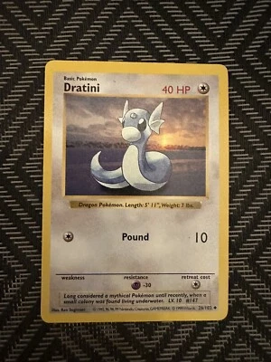 Dratini Base Set Shadowless 26/102 Pokemon Card Vintage WOTC MP - Image 1 of 2