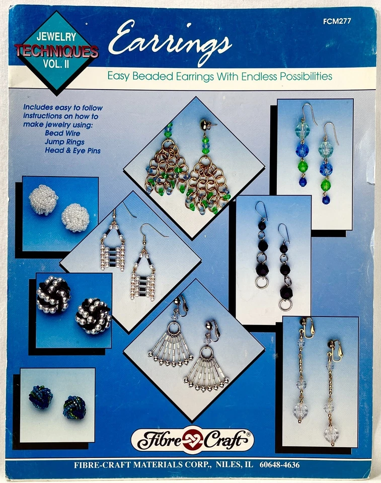1990s Fibre Craft Earrings FCM277 Beading Pattern Book Jewelry Techniques 14207 - Image 1 of 1