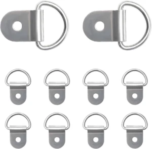 10 PCS Small Steel D-Ring Tie Downs for Cargo Load, D-Ring Anchor Point - Picture 1 of 12