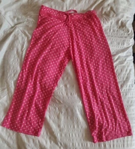  PJ Bottoms Pink White Polka Dots Print Cotton Poly Girls Large Poof Loungewear - Picture 1 of 10