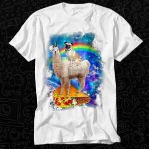 Space Pug Riding Llama Taco Pug Alpaca Llamas Funny Cute Alpacas T Shirt 319 - Picture 1 of 2