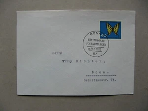 GERMANY BRD, cover FDC 1962, single franking 40 Pf insect butterfly - Picture 1 of 1