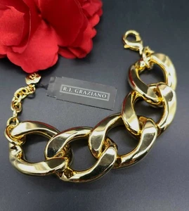Graziano Chunky Thick Couture Chain Link Bracelet Goldtone - Picture 1 of 5