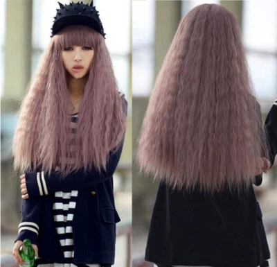 Harajuku Lolita Long Taro Purple Corn Curly Wavy Women's Lady Hair Wig Wigs +Cap - Image 1 of 4