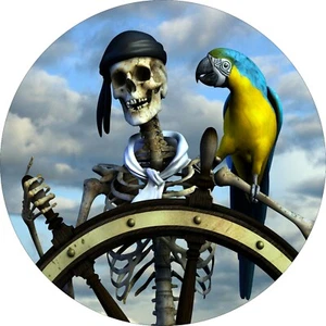 Skeleton Pirate & Parrot Spare Tire Cover All Sizes-back up camera optional - Picture 1 of 5