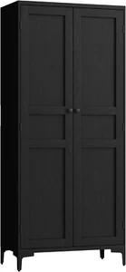 Tall Storage Cabinet, Kitchen Pantry 5 Tier Bathroom Cabinet with 4 Doors Adjust - Picture 1 of 9