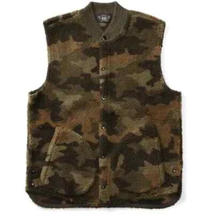 RRL Ralph Lauren Thick Wool Blend Fleece Camo Vest-MEN-XXL-RARE - Picture 1 of 2