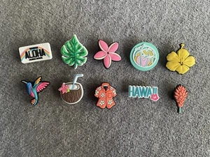 Hawaiian Themed Shoe Charms, Aloha, Hibiscus, Ginger Flower, Coconut Lot of 10 - Picture 1 of 3