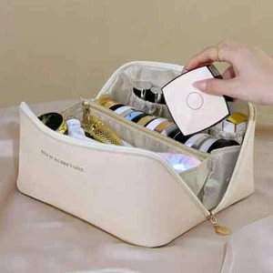 Cosmetic Case Portable Travel Toiletry Organiser Bag Makeup Bag with Divider - Picture 1 of 16