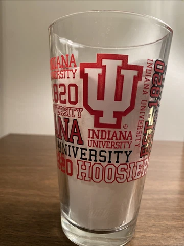 Indiana University Hoosier Est. 1820 Drinking Glass Red, White and Black Cover