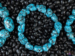 TURQUOISE Crystal Bracelet - Nugget Chip Beads - Beaded Handmade Jewelry, E2186 - Picture 1 of 10