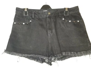 Zara Black Denim Shorts With Pearl-size 42 - Picture 1 of 3