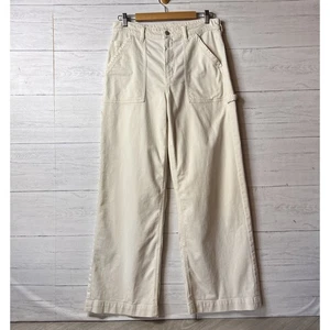 American Eagle Jeans Womens Size 12 Ivory Stretch Super High-Rise Baggy Wide Leg - Picture 1 of 22