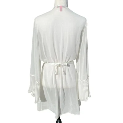 Bailarina Betsey Johnson Blanco Transparente Bata Rosa Flutter Manga Plisada Foto 1 de 4