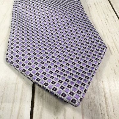 Corbata de cuello geométrica cuadrada púrpura Alexander Julian Colours para hombre 3,5" de ancho x 58"" de largo Foto 1 de 4