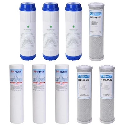 9 PCS Water Filter Replacement Set Fit Reverse Osmosis Sediment Carbon Block GAC - Image 1 of 4
