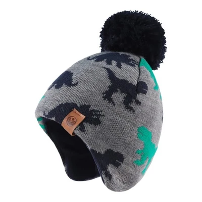 Conjunto de bufanda sombrero de bebé tejido invierno cálido forrado de lana gorro para niños pequeños con pompón Foto 1 de 4