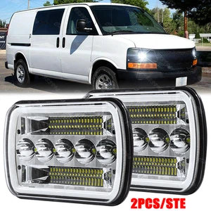 Par de faros LED 7x6 5x7 alto/bajo para camioneta de carga Chevy Express 1500 2500 3500** - Imagen 1 de 12