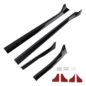 Black Side Skirt Extension Panel Body Kit for Tesla Model 3 17-23 2PC ABS - Picture 1 of 12