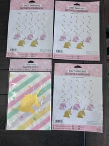 Unicorn Magical Party Bundle Swirls Treat Bags New Danglers Swirls Loot Bags Lot - Picture 1 of 6