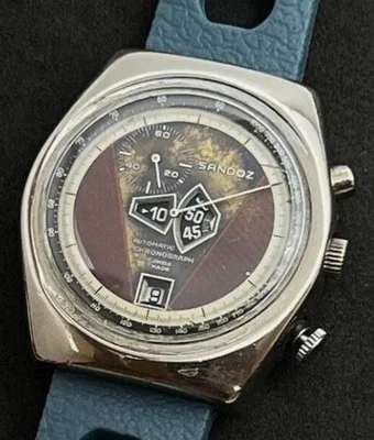 Reloj Automático SANDOZ De Colección 1970 Cronógrafo Salto Hora Fecha Hombre SS Rojo TDB 1376 Foto 1 de 4
