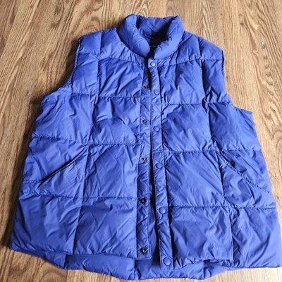 Land's End Vest Men’s L Down Filled Puffer Blue 42-44 Insulated Snap Buttons - Image 1 of 4