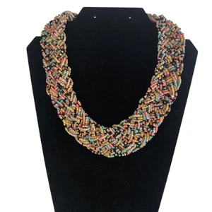Boho Festival Southwestern Multicolor Kragen Stil Geflochtene Samen Perlen Halskette - Bild 1 von 13