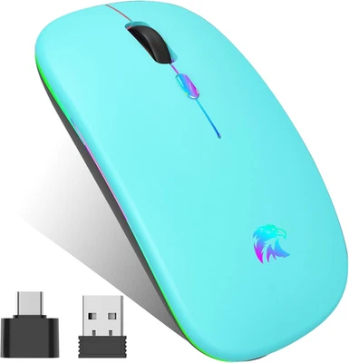 Mouse Wireless Ricaricabile, Mouse Bluetooth, Mouse 2,4 Ghz Con Mini Ricevitore  - Immagine 1 di 4