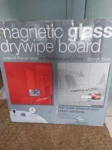 Cathedral 50x50cm Drywipe Magnetic Glass Notice/Memo/Presentation Board Red - Picture 1 of 2