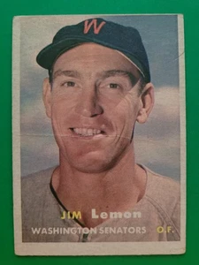 1957 Topps JIM LEMON #57 Washington Senators VGEX Creased, Light Wear - Picture 1 of 3