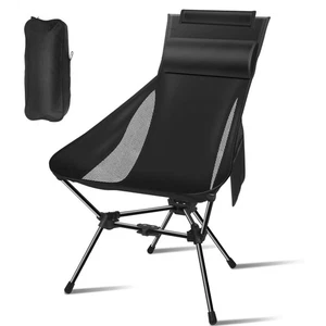 Camping Chairs, Portable Camping Chair with Headrest and Storage Bag, Lightwe... - Picture 1 of 7