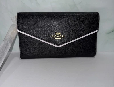 COACH Travel Envelope Wallet Wristlet in Black Leather (IMBLK) ~ C0707 ~ NWT - Image 1 of 4