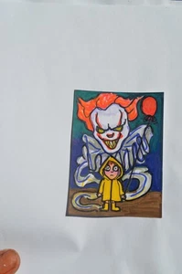 ACEO Original Art Horreur IT Pennywise Mixed Media Pas une impression - Photo 1/3