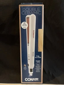 Plancha de pelo Conair doble cerámica 1 pulgada blanca/oro rosa + brillo - Imagen 1 de 7