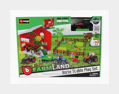 1:50 BURAGO Massey Ferguson Set Farm Horse Stable Play 8740S 2016 BU31682-RED Mo - Image 1 of 2