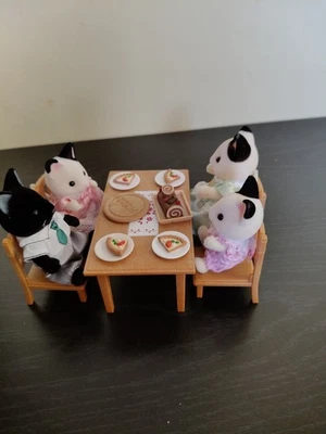 Sylvanian Families Table & Chairs, Food + Tuxedo Cat Family - Image 1 of 4
