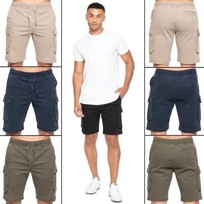 Enzo Cargo Shorts Mens Cotton Cargo Combat Work Stretch Elasticated Half Pants - Image 1 of 4