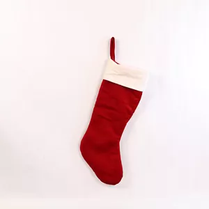 Collins International Dark Red & White Fuzzy Christmas Stocking 19.25" - Picture 1 of 5