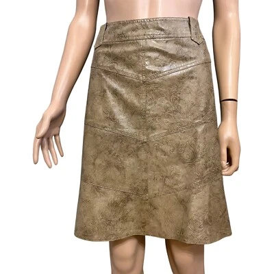 Falda Y2K Nanette Lepore Imitación Cuero Tooled Talla 6 Western Boho Informal Floral Foto 1 de 4