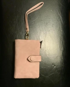 Dreifach faltbare Multi-Karten Geldbörse Damen (Riemen, Münzfach, Kartenfächer) rosa Leder - Bild 1 von 5