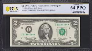 Fr.1935-i 1976 Minneapolis $2 Federal Reserve Note PCGS Choice UNC 64 PPQ - Picture 1 of 2