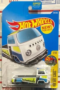 2017 HOT WHEELS VOLKSWAGEN T2 PICKUP, WHITE & BLUE, #1/10 HW ART CARS, #295/365 - Picture 1 of 6
