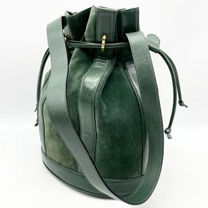 Auténtico bolso de hombro Salvatore Ferragamo cuero verde gamuza BC213655 Y2K - Imagen 1 de 21