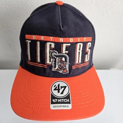 Detroit Tigers '47 Brand Hitch Spellout Hat Snapback MLB Retro Throwback 2 Tone - Image 1 of 4
