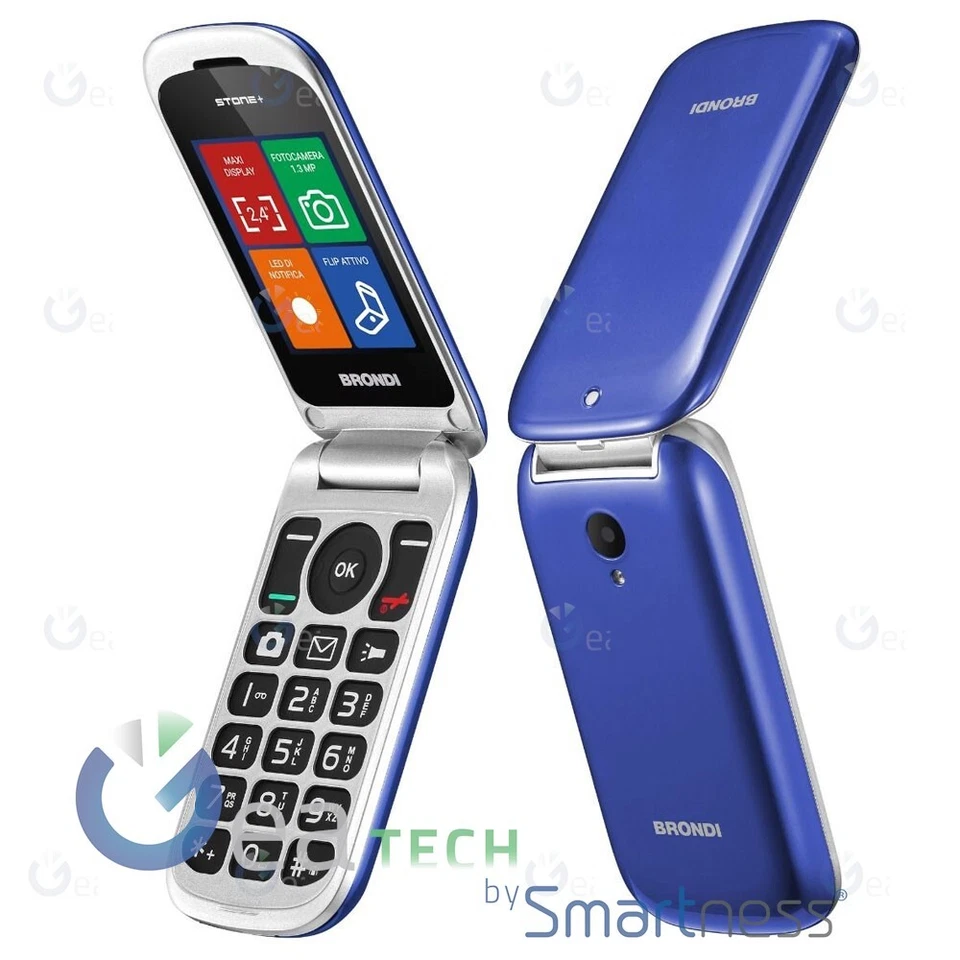 Cellulare per anziani Brondi Stone Plus Blu Dual SIM/Display Grande/Fotocamera