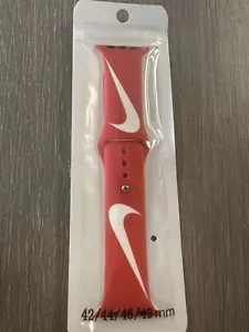 Nike Swoosh Apple Watch Band Red / White 42-49mm 1,2,3,4,5,6,7,8,9,Ultra 1 2 SE - Picture 1 of 2