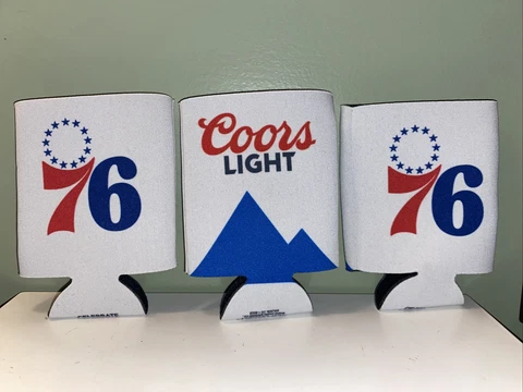 Lot of 3 New COORS LIGHT PHILADELPHIA SIXERS 76ERS NBA BEER CAN COOLER KOOZIE Cover