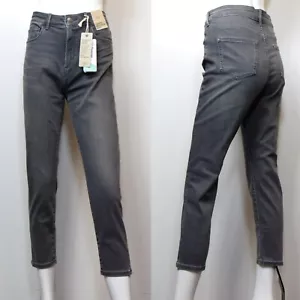 JEANS M&S tiro medio CIGARETTE tobillo grazer Tencel Denim ~ talla 14 regular ~ gris - Imagen 1 de 6